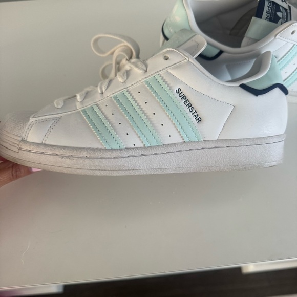 Adidas White and Mint Athletic Sneakers - Picture 4 of 9